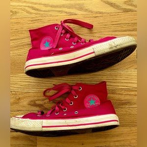Converse Chuck Taylor Neon Pink and baby blue shoes! (Junior)